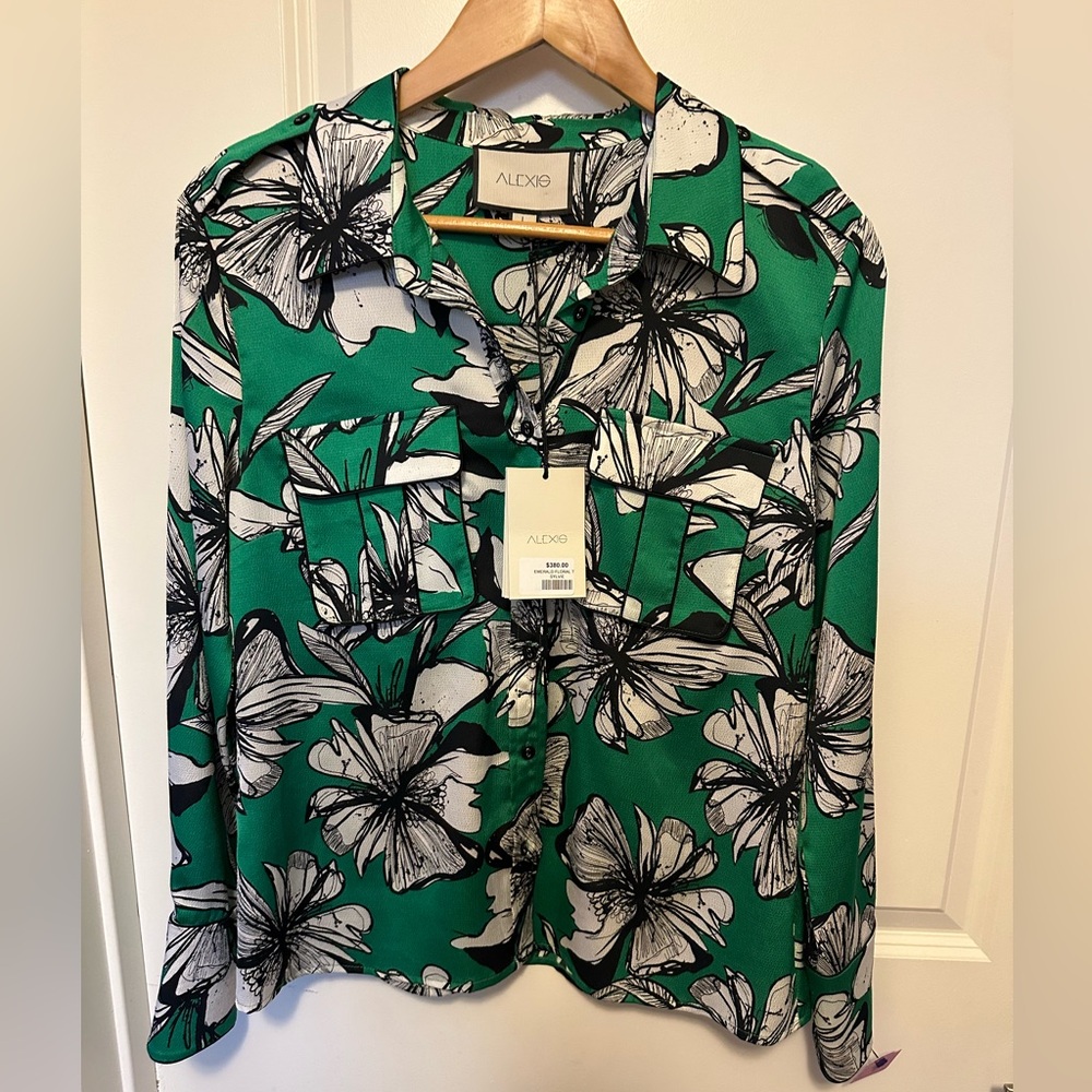 Alexis Green Floral Button Down Shirt. $380 retail. NWT - Picture 3 of 8
